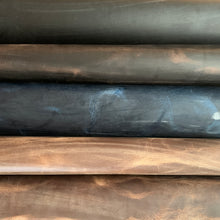 Load image into Gallery viewer, Mad Dog® is our signature trademarked Goat Leather. A unique and rare leather, Mad Dog® is produced on vegetable tanned farm reared African goats. Our signature recipe of natural oils and waxes used in the finishing, enhances the beauty of this unique and wild animal showcasing its unique grain pattern, resulting in a rich, aniline leather that ages beautifully and makes each article uniqu