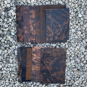 A random selection of 6 approx A5 sized swatches of our Signature Trademarked Mad Dog® Goat Leather.