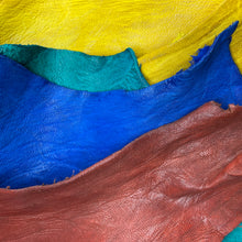 Load image into Gallery viewer, These unique skins form part of our Eco range of leathers.  Using traditional tanning and dyeing methods with 100% natural plant extracts and materials sourced from the native flora and fauna, the carbon footprint in the production of these leathers is kept to the bare minimum. 

