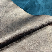 Load image into Gallery viewer, A vintage look &#39;Old Gold&#39; metallic Goat article with black undertones and very subtle white wax applied to the surface which results in a beautiful vintage look metallic leather.

