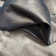 Load image into Gallery viewer, A vintage look &#39;Old Gold&#39; metallic Goat article with black undertones and very subtle white wax applied to the surface which results in a beautiful vintage look metallic leather.
