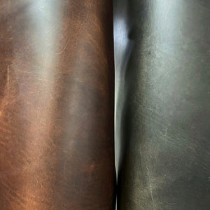 Shanghai Buffalo Side Leather Wax Pull Up in Brown and Grey