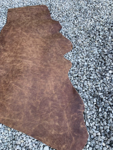 Veg Re-tanned Antiqued Buffalo Sides with a natural, burnishable and polishable finish.